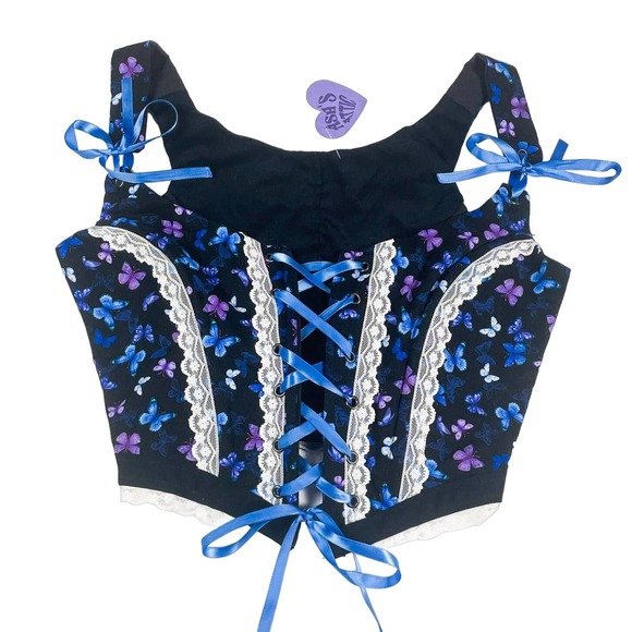 Handmade Tops - Handmade Butterfly Regency Corset Top Upcycled Fairy Fairycore Renaissance